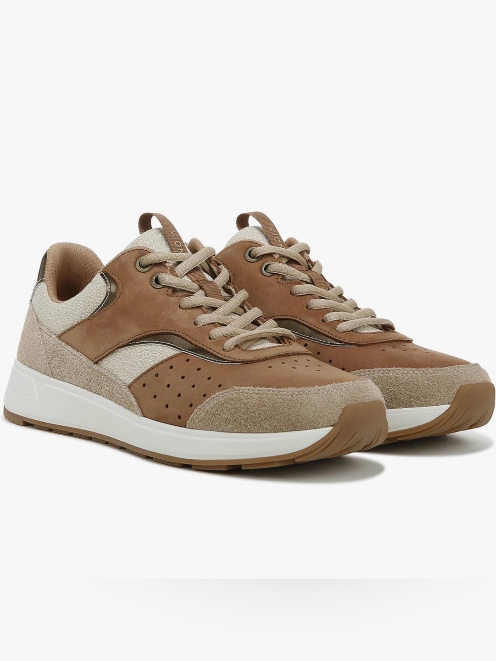 Vionic Nova Women's size 8.5 Suede & Leather Athletic Sneaks Toffee Tan Comfort